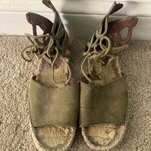 H&M Lace-Up Sandals in Olive Green